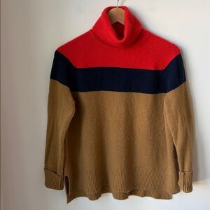 J. Crew Colorblock Turtleneck Sweater Supersoft Yarn Wool Alpaca Blend Size XS